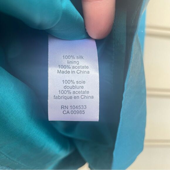 Nanette Lepore Darjeeling Teal Bronze Beaded Embellished Boho Silk Dress Size 12 - Picture 11 of 15